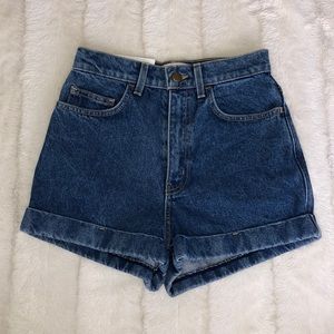 NWT American Apparel dark denim high-waisted shorts. Size 26